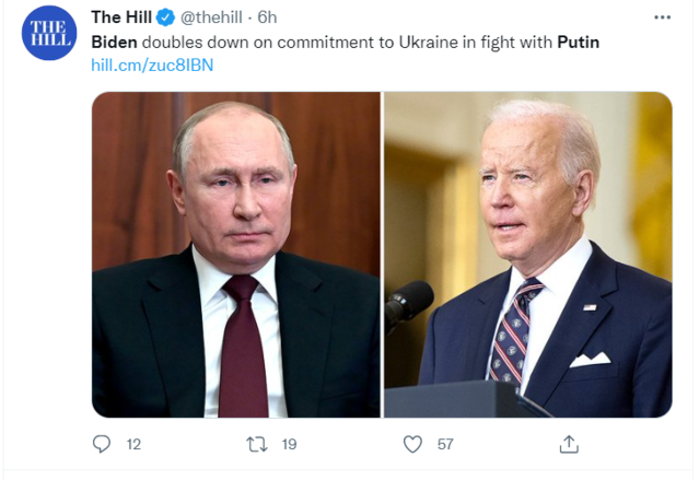 ▲ 바이든과 푸틴 대통령ⓒThe Hill 트위터 캡처