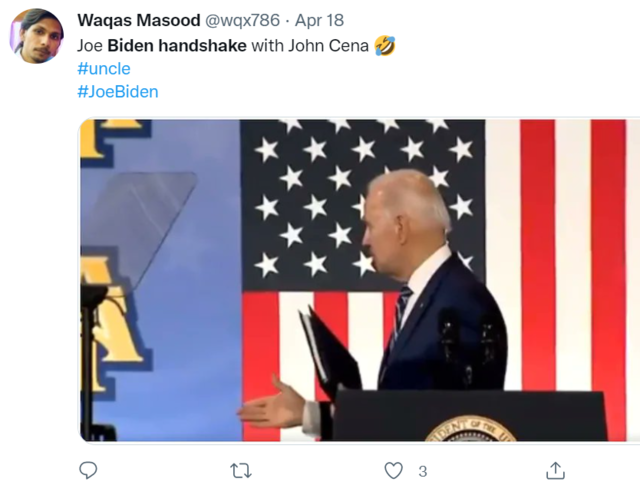 ▲ 허공악수하는 바이든 ⓒ트위터 캡처