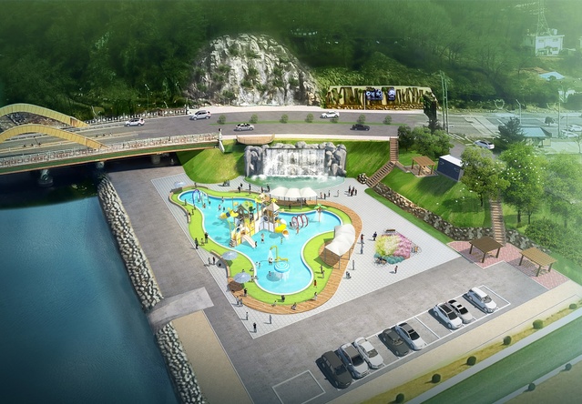 ▲ 예천군은 지역주민들의 휴식과 여가를 위해 한천체육공원에 13억 원 예산을 들여 2190㎡ 규모 영구적인 어린이 물놀이시설을 조성한다.ⓒ예천군