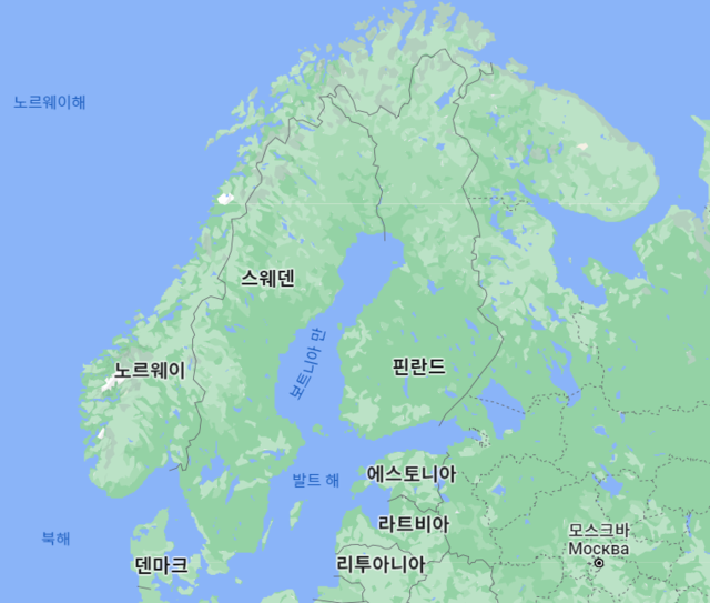 ▲ 핀란드 스웨덴 지정학적 위치 ⓒ구글 지도 캡처