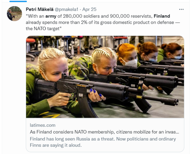 ▲ 핀란드 군대ⓒ트위터 캡처