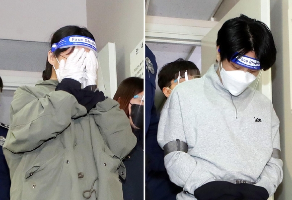 ▲ '계곡살인' 사건의 피의자 이은해(왼쪽)·조현수가 지난달 19일 오후 구속 전 피의자 심문(영장실질심사)을 받기 위해 인천시 미추홀구 인천지방법원으로 들어서고 있는 모습. ⓒ뉴시스