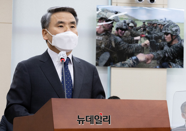 ▲ 이종섭 국방부장관 후보자가 4일 국회에서 열린 인사청문회에 출석해 모두발언을 하고 있다.ⓒ이종현 기자(사진=공동취재단)