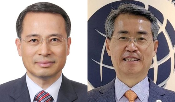 ▲ 김규현 전 대통령비서실 외교안보수석, 권춘택 유엔글로벌콤팩트 한국협회 사무총장. ⓒ대통령실