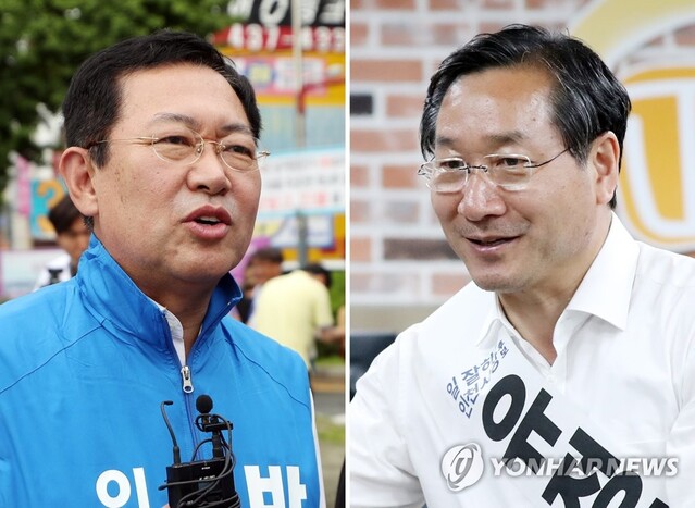 ▲ 박남춘(왼쪽) 더불어민주당 후보와 유정복 국민의힘 인천시장 후보 ⓒ연합뉴스