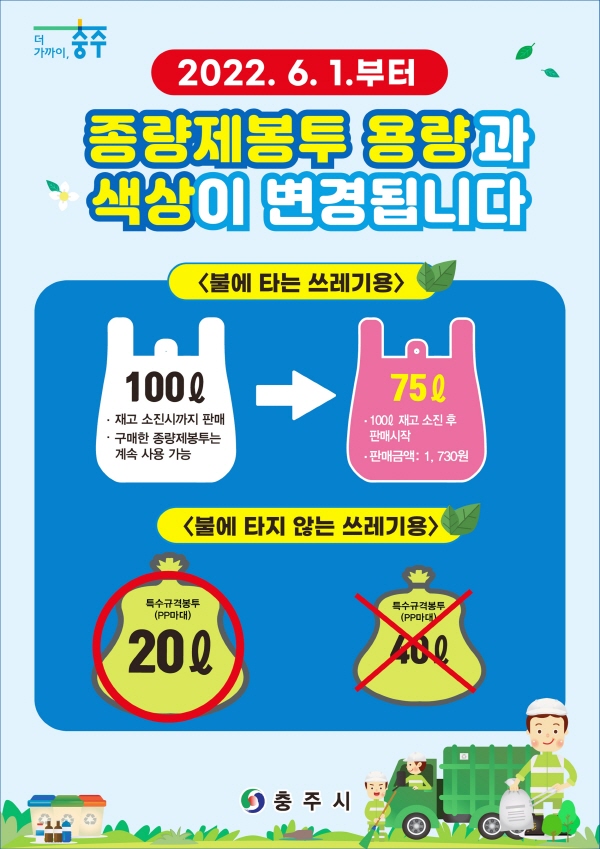 ▲ 쓰레기 종량제봉투 조정 안내 포스터.ⓒ충주시