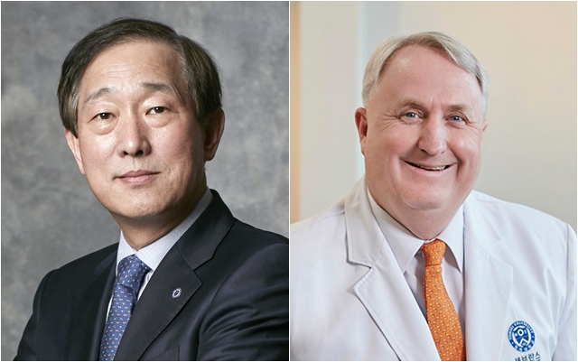 ▲ 좌측부터 윤도흠 차의과대 의무부총장과 인요한 세브란스병원 국제진료센터 소장이 새정부 복지부 장관 하마평에 올랐다.