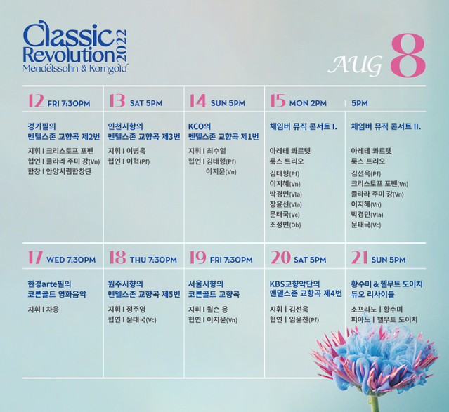 ▲ '클래식 레볼루션 2022' 일정.ⓒ롯데콘서트홀