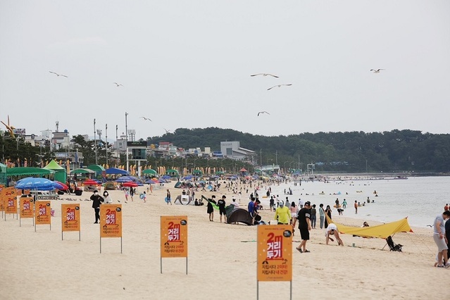 ▲ 2021년 7월 3일 개장한 충남 보령시 대천해수욕장.ⓒ보령시