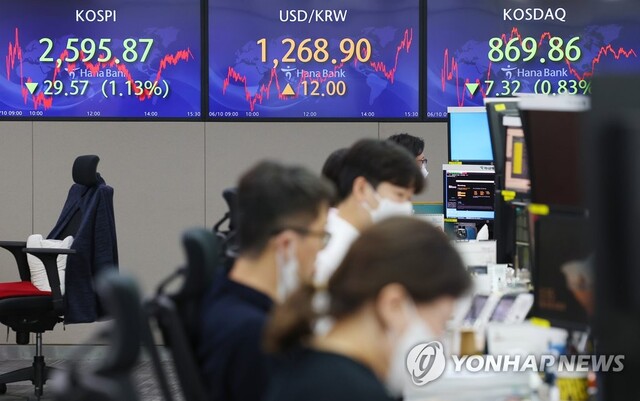 ▲ 지난 10일 서울 중구 하나은행 딜링룸 모습. ⓒ연합뉴스