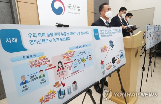 ▲ 박재형 국세청 자산과세국장이 지난해 7월29일 세종 국세청사에서 '개발지역 부동산 탈세 특별조사단, 3차 세무조사 착수'와 관련해 브리핑하고 있는 모습. ⓒ연합뉴스