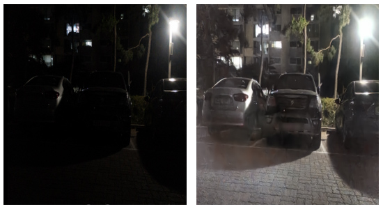 ▲ 한화시스템 독자개발 AI 업스케일링 조도개선 예시.ⓒ한화시스템