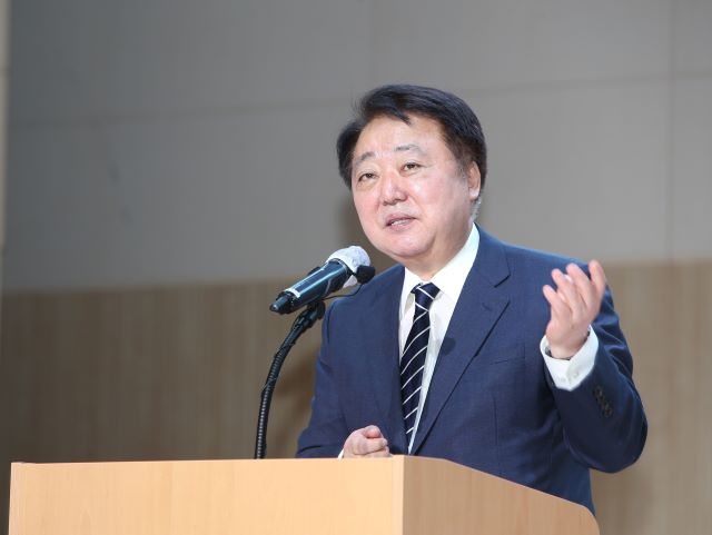 ▲ 한범덕 청주시장이 29일 이임식에서 인사말을 하고 있다. ⓒ청주시