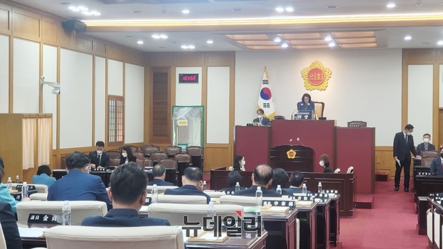 ▲ 4일 열린 대구시의회 전반기 의장 투표 장면.ⓒ뉴데일리