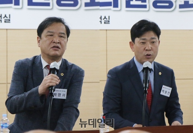 ▲ 부의장으로 선출된 박영서(왼쪽) 의원과 박용선 의원.ⓒ뉴데일리