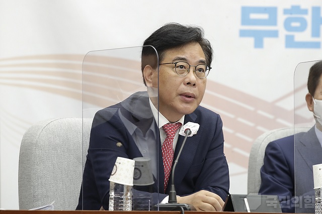 ▲ 송언석 국민의힘 원내수석부대표가 지난 5일 원내대책회의에서 발언을 하고 있다.ⓒ국민의힘