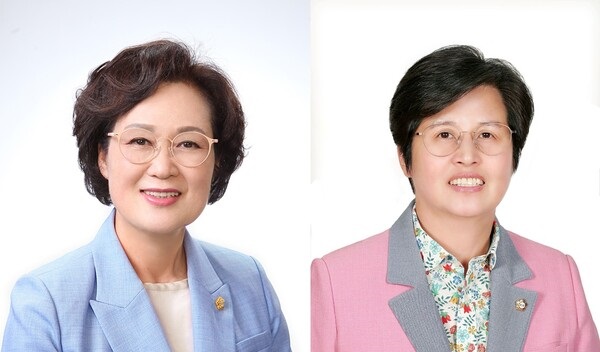 ▲ (왼쪽부터) 전명자 의장, 정현서 부의장.ⓒ대전 서구의회