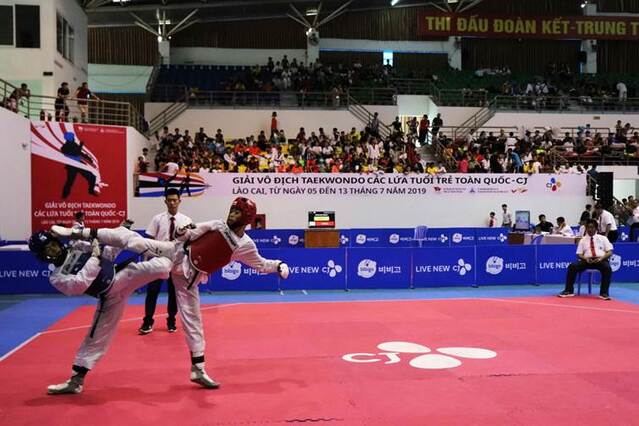 ▲ 2019년 베트남 라오카이성에서 진행된 CJ National Youth Taekwondo Championship 경기 모습.ⓒCJ