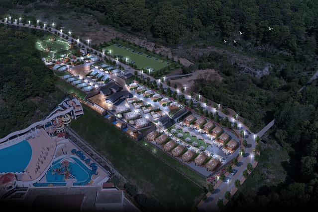 ▲ 금호리조트 '아산 스파포레' 야경 조감도. ⓒ금호석유화학 제공