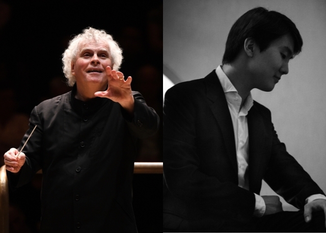 ▲ 지휘자 사이먼 래틀과 피아니스트 조성진.ⓒ롯데문화재단