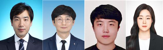 ▲ (왼쪽부터) 제약공학과 이세중교수, 화장품공학과 최창형교수, 제약공학과 김도완 박사과정, 화장품공학과 정혜선 석사과정.ⓒ대구한의대