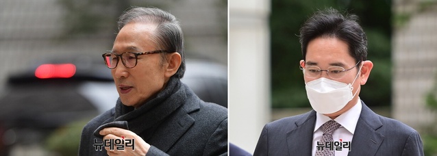 ▲ 이명박 전 대통령(좌)과 이재용 삼성전자 부회장. ⓒ정상윤 기자