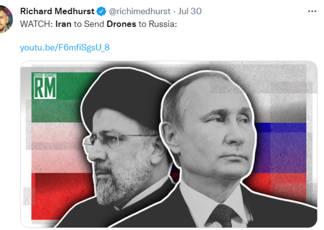 ▲ 군사협력하는 이란과 러시아ⓒ트위터 캡처