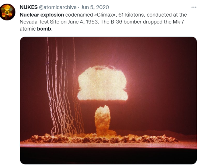 ▲ 핵폭탄 폭발시 위력ⓒ트위터 캡처