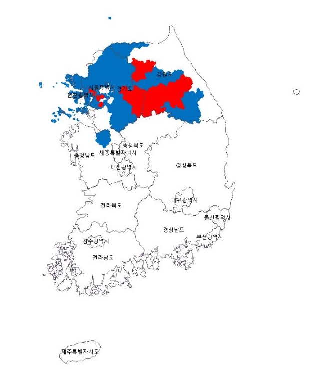 ▲ 산사태 발령 예보 지역.ⓒ산림청