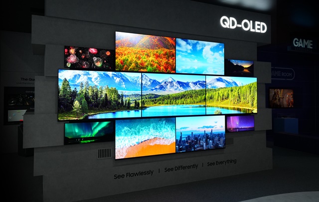▲ 삼성디스플레이가 'K-Display 2022'에서 국내 최초로 선보인 QD-OLED 제품들. ⓒ삼성디스플레이
