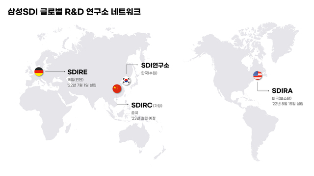 ▲ 삼성SDI 글로벌 R&D 연구소 네트워크. ⓒ삼성SDI 제공