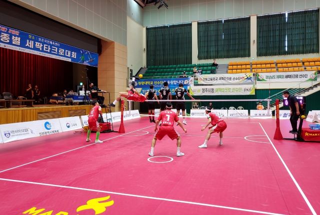 ▲ 청주시청 세팍타크로부,쿼드이벤트(4인제) 경기 모습.ⓒ청주시