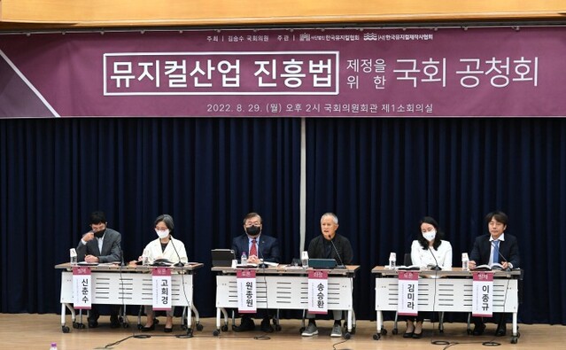 ▲ '뮤지컬산업 진흥법' 제정을 위한 공청회가 29일 국회의원회관 제1소회의실에서 열렸다.ⓒ한국뮤지컬협회