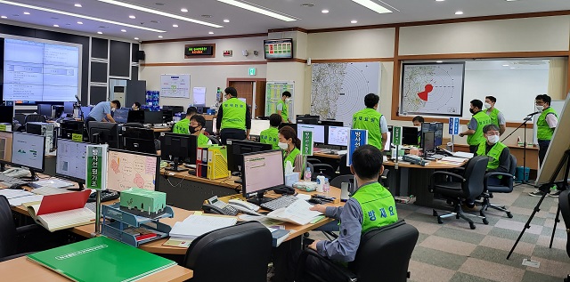 ▲ 월성원자력본부는 1일 월성 2호기를 대상으로 방사선비상 상황에 대응하는 방사능방재 전체훈련을 실시했다.ⓒ월성본부