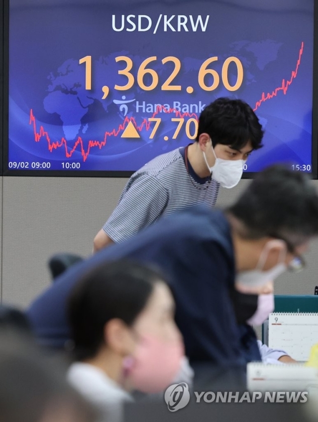 ▲ 2일 서울 명동 하나은행 본점에서 직원들이 주가 및 환율을 모니터 하고 있다. 원/달러 환율은 13년 5개월여 만에 1360원을 돌파했다. ⓒ연합뉴스