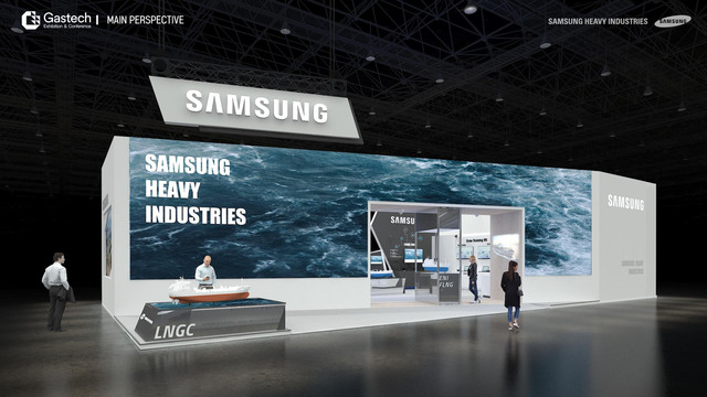 ▲ 이탈리아 '가스텍 2022'에 마련된 삼성중공업 홍보 전시관. ⓒ삼성중공업