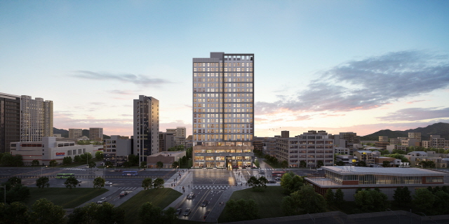 ▲ 서울 중랑구 상봉동 KT&G 부지에 들어서는 오피스텔 '상봉역 유보라 퍼스트리브' 투시도. ⓒ 반도건설