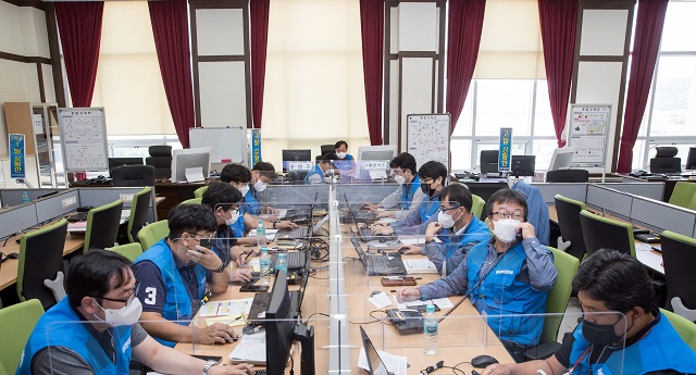 ▲ 한울원자력본부는 지난 15일 한울3발전소 6호기 방사능방재 전체훈련을 실시했다.ⓒ한울본부