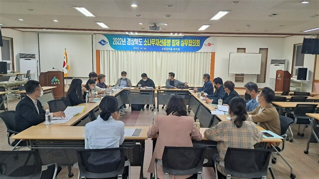 ▲ 경상북도는 6일 포항 숲마을 회의실에서 산림청, 한국임업진흥원, 도 및 시·군 방제담당 공무원 등 50여 명이 참석한 가운데 소나무재선충병 방제 유관기관 합동 실무협의회를 개최했다.ⓒ경북도