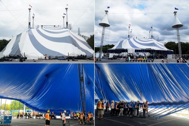 ▲ 태양의서커스 '뉴 알레그리아' 빅탑 상량식.ⓒ마스트엔터테인먼트