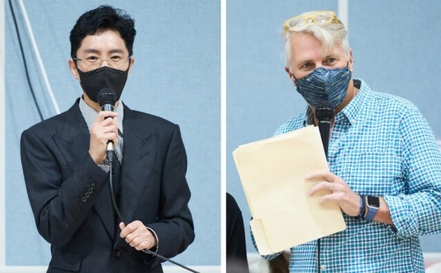 ▲ 신춘수 프로듀서(오른쪽)와 에릭 셰퍼 연출.ⓒ오디컴퍼니