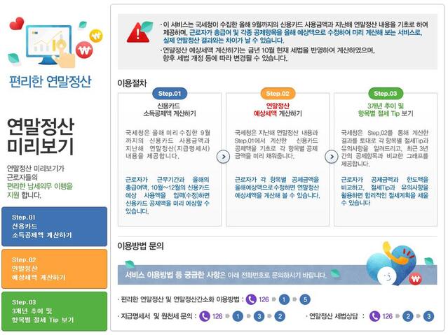 ▲ 연말정산 미리보기 서비스 ⓒ국세청