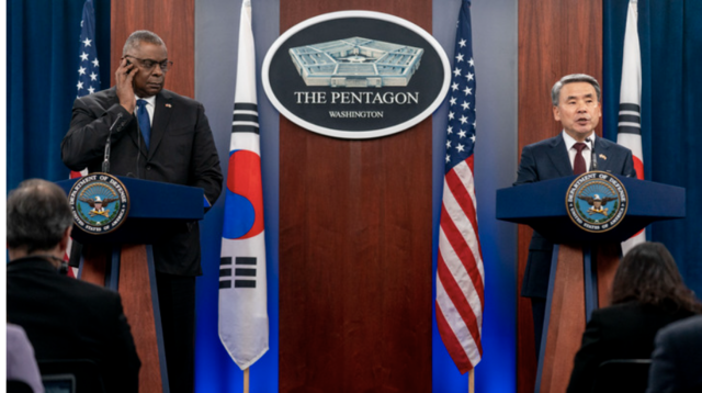 ▲ SCM회의 이후 공동기자회견하는 한미 국방부 장관ⓒ뉴시스