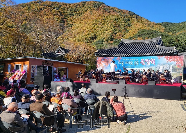 ▲ 포항 내연산 국가명승지정기념 ‘나를 깨우는 숲속 음악회’가 열리고 있다.ⓒ뉴데일리