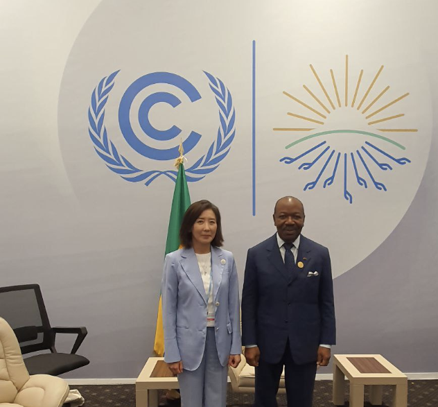 ▲ 나경원 기후환경대사와 가봉 대통령 양자회담ⓒ외교부