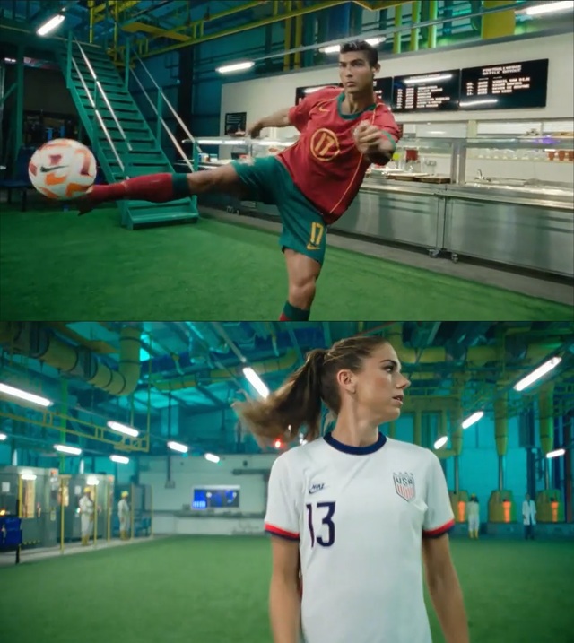 ▲ 나이키 '풋볼버스' 캠페인 속 호날두(위)와 레아 윌리엄슨(아래). ⓒ나이키