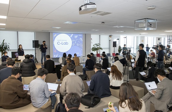 ▲ 삼성전자가 C랩 스타트업 데모데이를 앞두고 22일 서울 서초구 삼성전자 서울R&D캠퍼스에서 미디어데이를 진행했다.ⓒ삼성전자