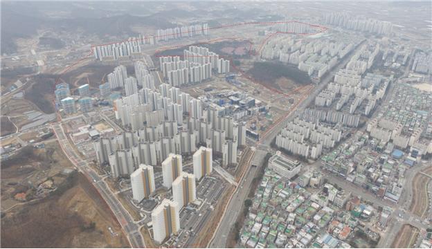 ▲ 청주 동남지구 택지개발사업 후 전경.ⓒ충북도