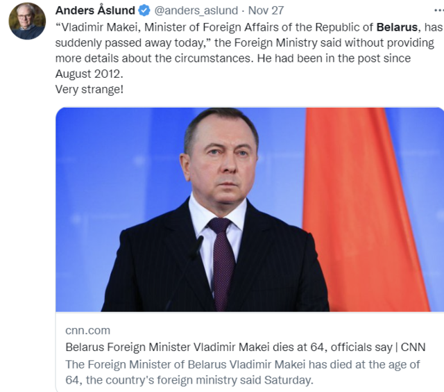 ▲ 블라디미르 마케이 벨라루스 외무장관ⓒ트위터 캡처