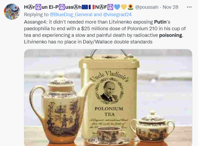 ▲ 독극물로 정적 제거해왔다는 의혹을 받고 있는 푸틴ⓒ트위터 캡처